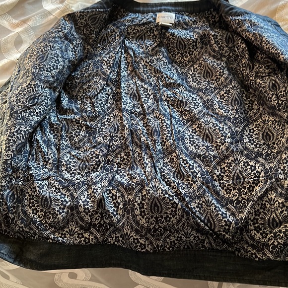 Chicos Embellished Snap Front Denim Jacket - Picture 4 of 7